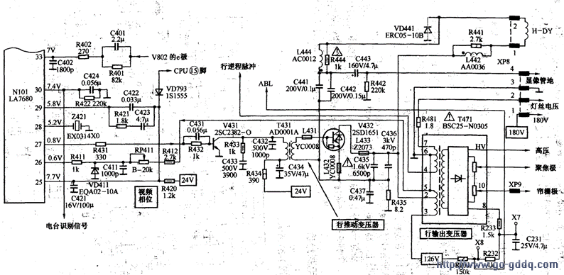 海信tc2111彩电行扫描电路工作原理