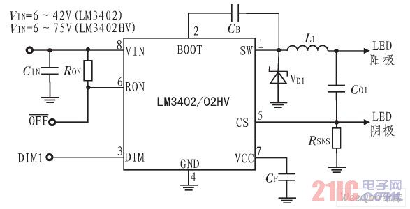 LM3402ĵӦõ·ʾͼ