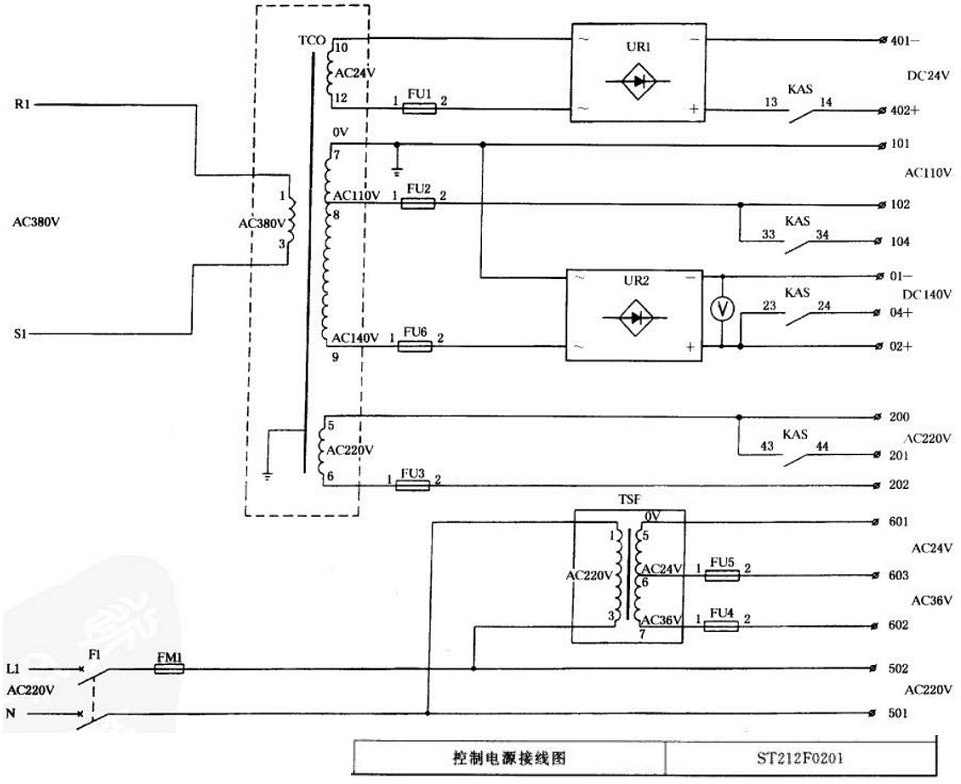 上海新时达sm-01-f电梯控制电源电路分析