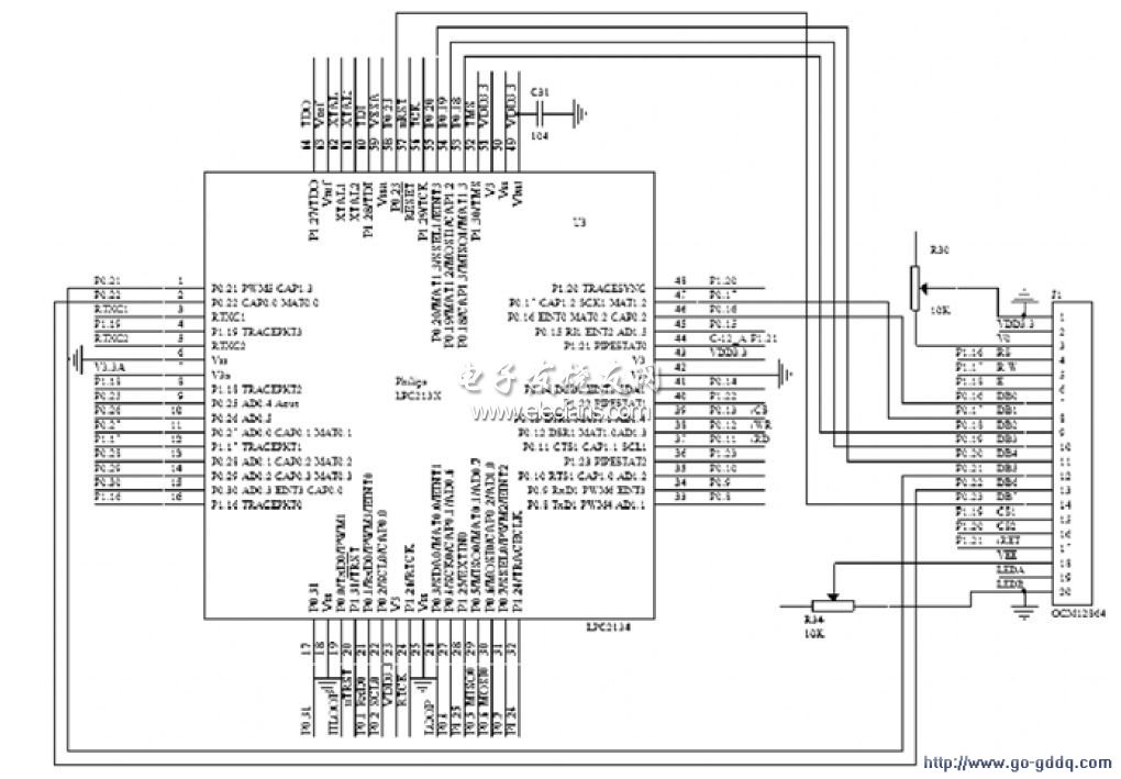 LPC2134OCM12864ӿڵ·ͼ