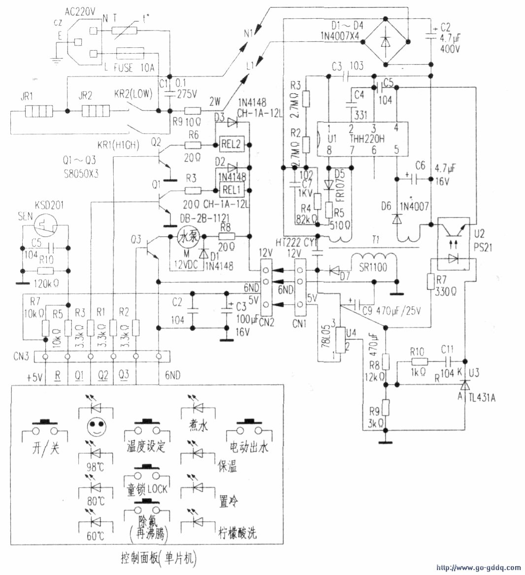 富士宝dk-l7536型电热开水瓶电路工作原理