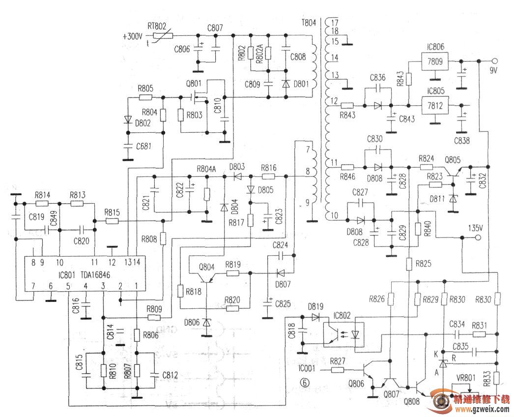 检修TCL王牌HID29189PB彩色电视通电开机后