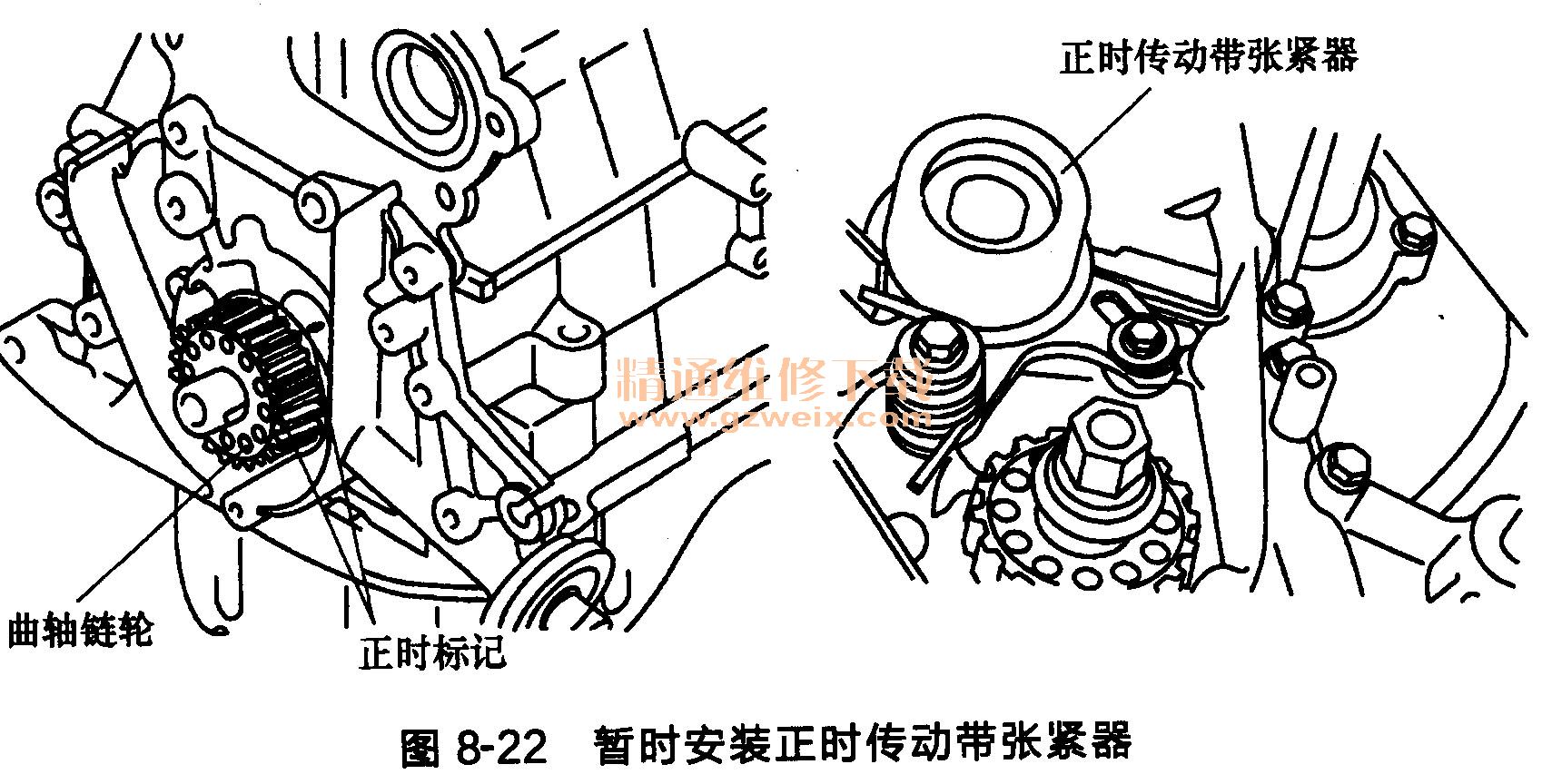 现代雅绅特发动机(g4ed型)正时链条的安装