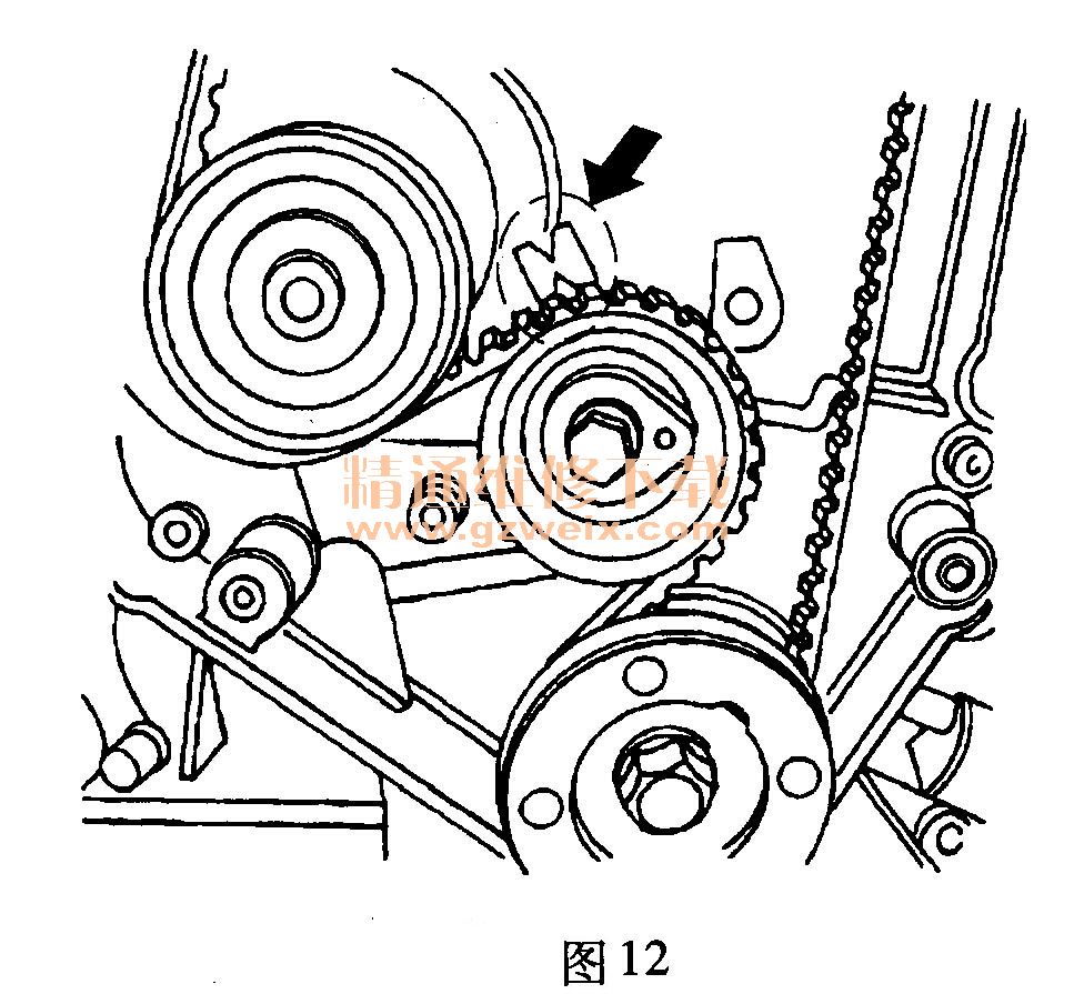 别克凯越(1. 8l l79)发动机正时校对方法