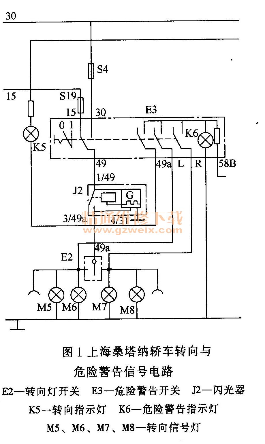 大众桑塔纳轿车转向灯不亮