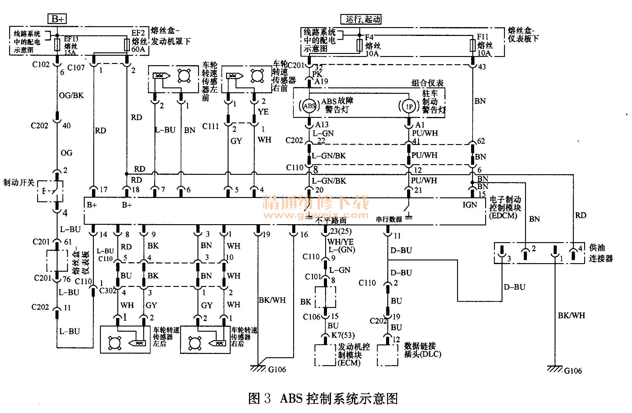 别克凯越abs故障警告灯,驻车制动替告灯常亮