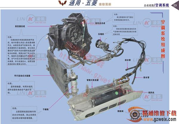 通用五菱空调系统--总成视图