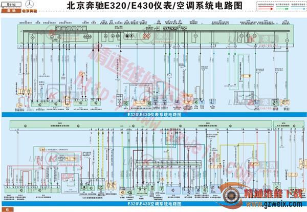北京奔驰E320,E430仪表与空调系统电路图 界
