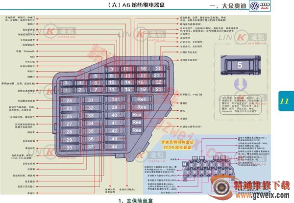 奥迪a6l保险丝图解 奥迪a6保险丝位置示意图